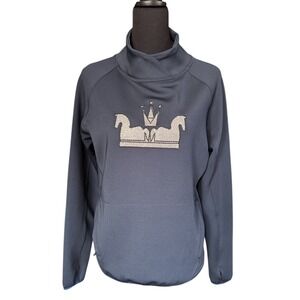 Equestrian Horze Emilia Long Sleeve Technical Top, Navy Blue, Size 12, Horse